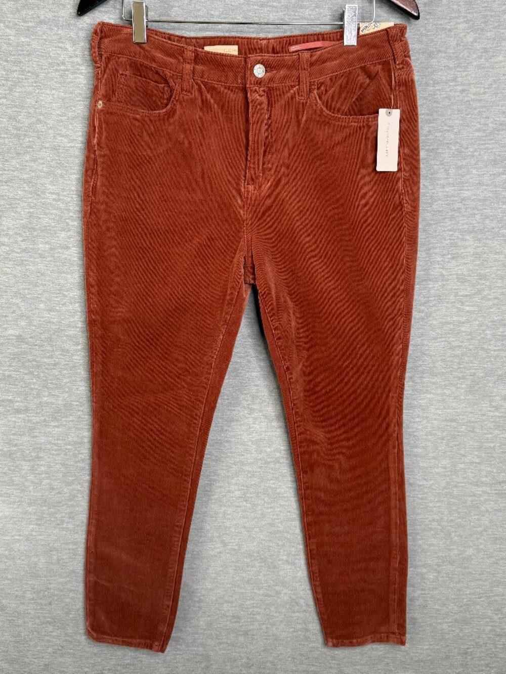 Anthropologie Pilcro Size 31 High Rise Skinny Corduroy Pants Burnt Orange Brown